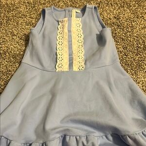Janie and Jack Sleeveless Blue Kids Dress with Lace Detail